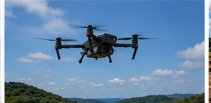 Survey drone flying over Hill Country terrain